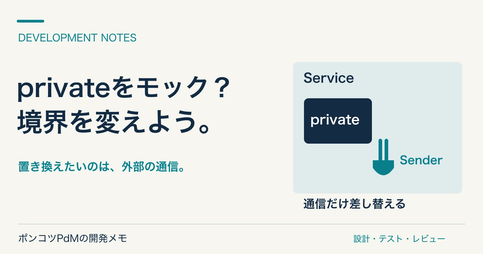 privateをモック？ 境界を変えよう。 置き換えたいのは、外部の通信。