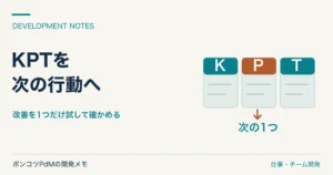 Keep・Problem・Tryの三列から次の一つの行動を選ぶ図